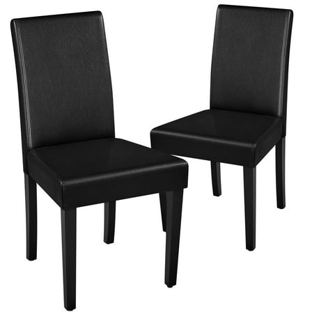AetherLove Dining Chairs Set of 2 Faux Leather Modern Dining Room Chairs with Rubberwood Legs and Padded Seat for Kitchen/Living Room/Restaurant, Black