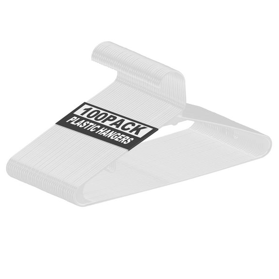 AetherLove Premium Hangers , Non-Slip Flocked Felt Hangers, Sturdy Clothes Hanger with 360° Rotatable Hook, Heavy Duty Durable Slim Coat Hanger for Closet Space Saving,White plastic hangers-100Pack