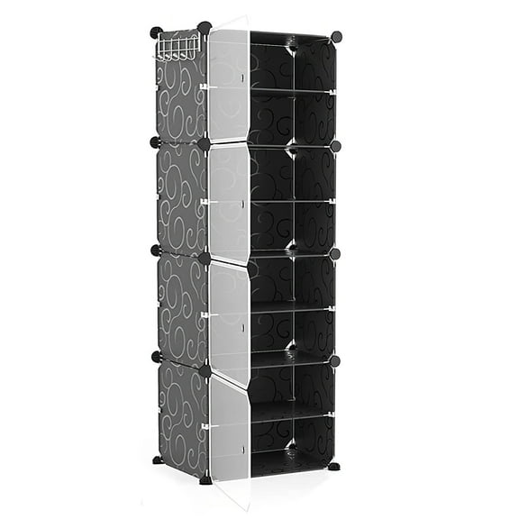 AetherLove Shoe Rack with Transparent Doors, Multi-Tier Plastic Shoe Cabinet, DIY Freestanding Shoe Storage for Closet Entryway Hallway Bedroom, 1x8-Tier