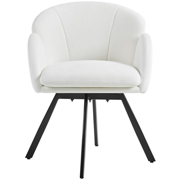 AetherLove Swivel Accent Chair, Flower Chenille Armchair, Vanity Chair Side Chair with 360-Degree Swivel Base and Seat Cushion for Living Room, Bedroom, Home Office, Makeup,White