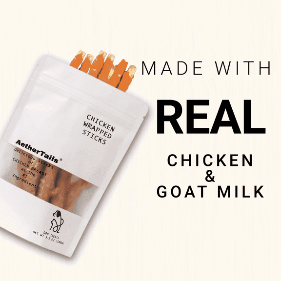 AetherTails Chicken & Goat Milk Dog Training Treats, 3.53 oz Sticks