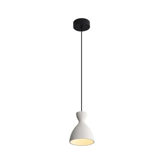 Golden Lighting Aethera 7in Integrated LED Pendant in White Sandstone Cement
