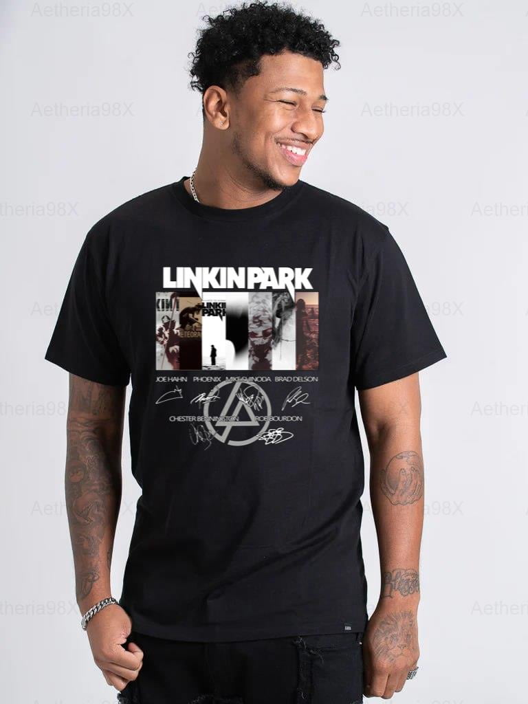 Grossbull T-Shirt Uomo Linkin Park Logo Stile Grunge – 100% Cotone, Nero, XX-Large