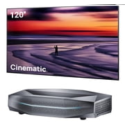 Aetherion Max 4K 3D ultra short throw projector & 120 Cinematic Screen Bundle