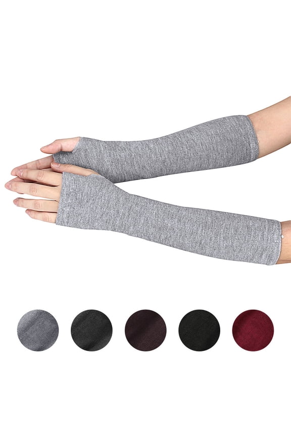 Aetherz Adult Long Fingerless Gloves, Thermal Cotton Arm Warmers for Winter, Touchscreen Compatible,Charcoal Fits All – Gift Ready
