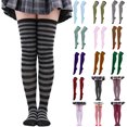thumbnail image 1 of Aetherz Christmas Striped Knee High Socks, Party Costume Stockings,Army Green Fits All – Gift Ready, 1 of 5
