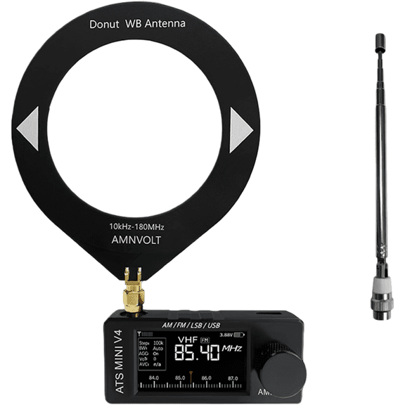 Aetherz Mini Radio, Esp32-S3 & Si4732 Chip, Multi-Band Am/Fm/Lsb/Usb Receiver, 1.9inch Ips Color Screen, with Headphone Amplifier & Hi-Z Circuit, Portable for Travel and Radio Enthusiasts