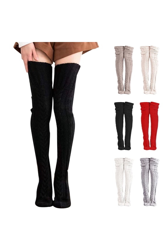 Women's Cable Knitted Thigh High Socks, Extra Long Over Knee Boot Socks,Optical White Fits All – Gift Ready