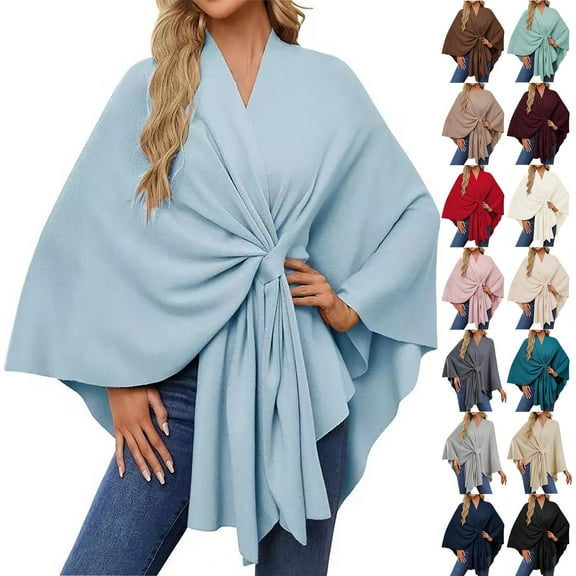 Aetherz Women's Open Front Poncho, Soft V-Neck Cape Sweater for Winter,Beige Fits All – Gift Ready