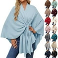 thumbnail image 1 of Aetherz Women's Open Front Poncho, Soft V-Neck Cape Sweater for Winter,Light Blue Fits All – Gift Ready, 1 of 5