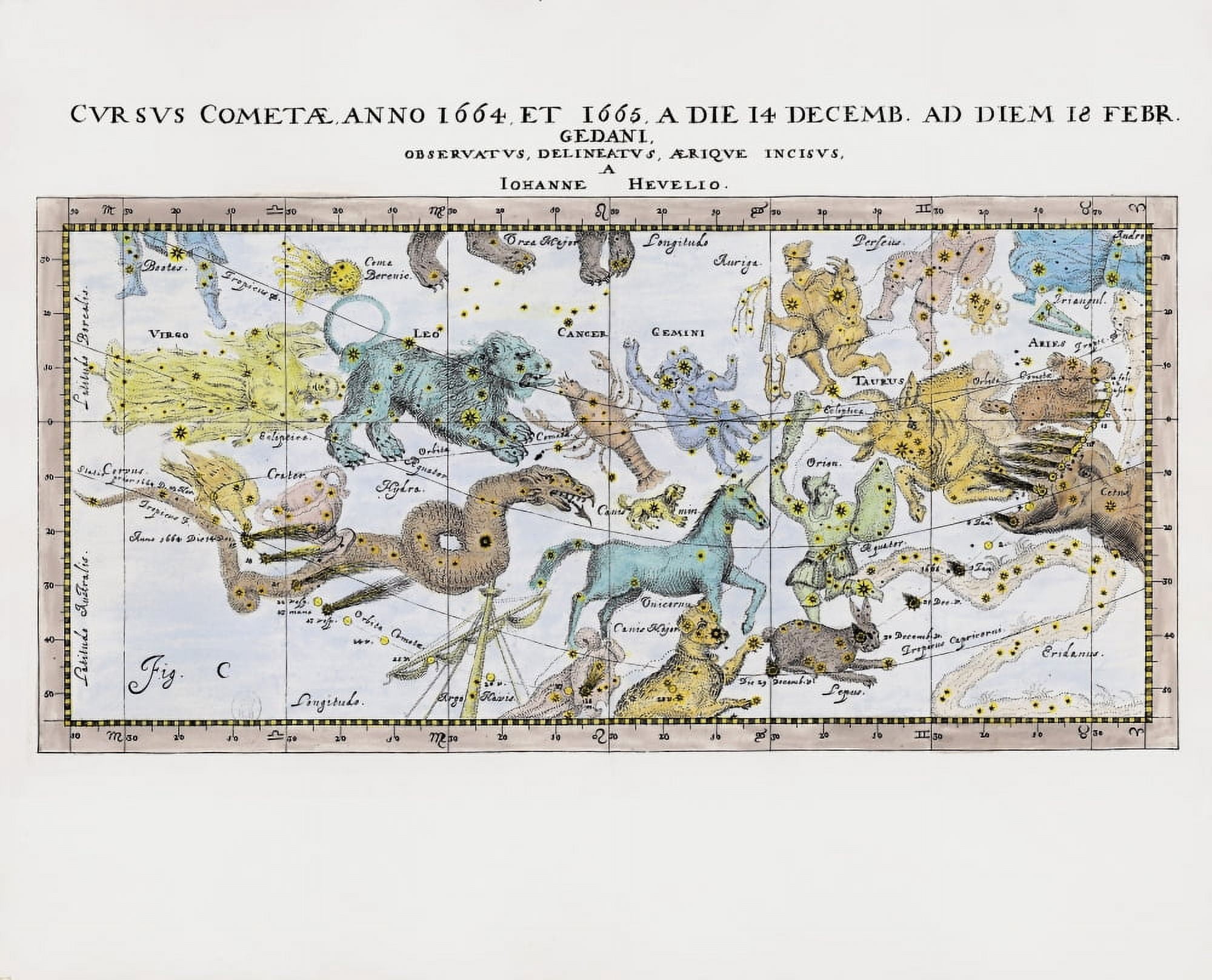 Aetreated On The Location And Trajectory Of The Comets In The Years 1664-65Work By Johannes Hevelius Canvas Art -  (24 x 18)