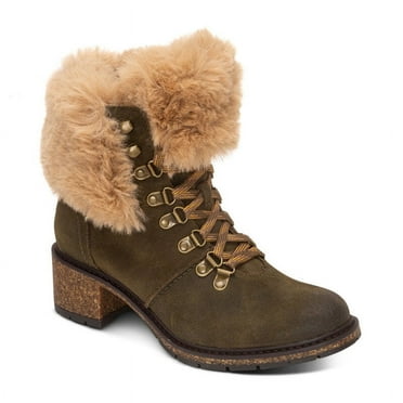 Aetrex Women's Brooklyn Weather Mid-Calf Lace Up Fur Winter Boots for Women