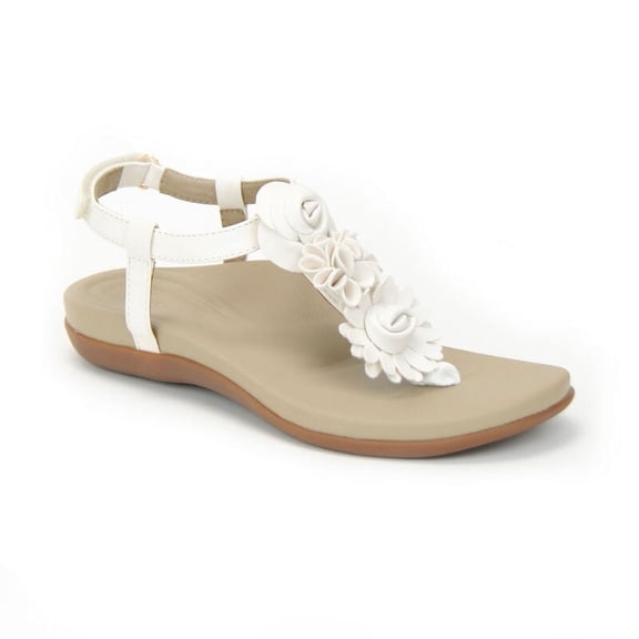 Aetrex Women's Charli Floral Ankle Strap Thong Sandals for Women Casual Summer
