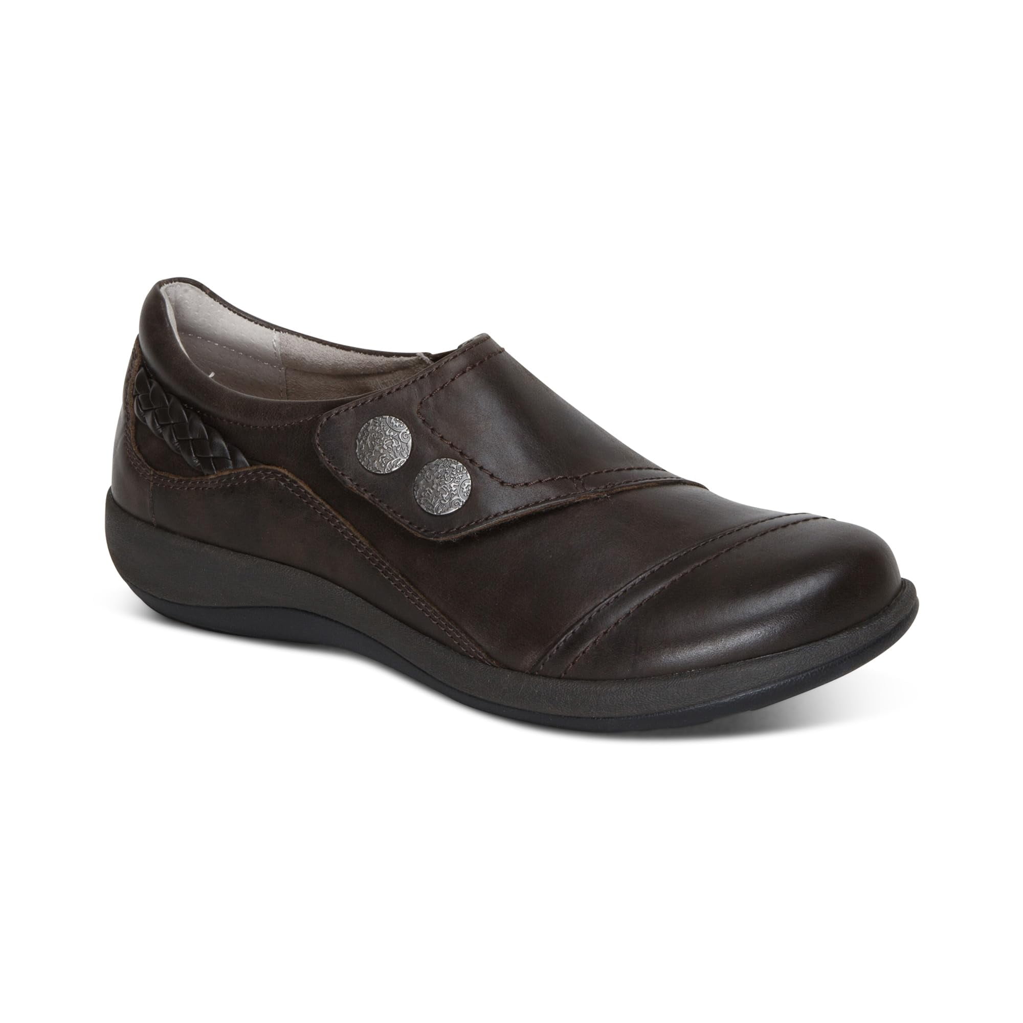 Aetrex Women's Karina Orthopedic Monk Strap Leather Womens Shoes Wide ...
