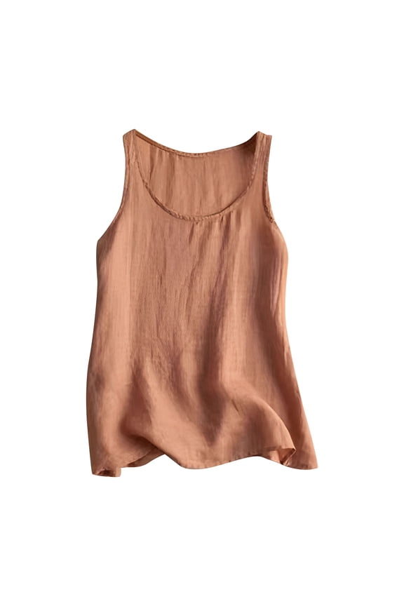 Product Category Women's Tanks & Product Title Women's Loose Fit Casual Sleeveless Tank Top for Daily Wear – Stylish Plus Size Undershirt OrangeL