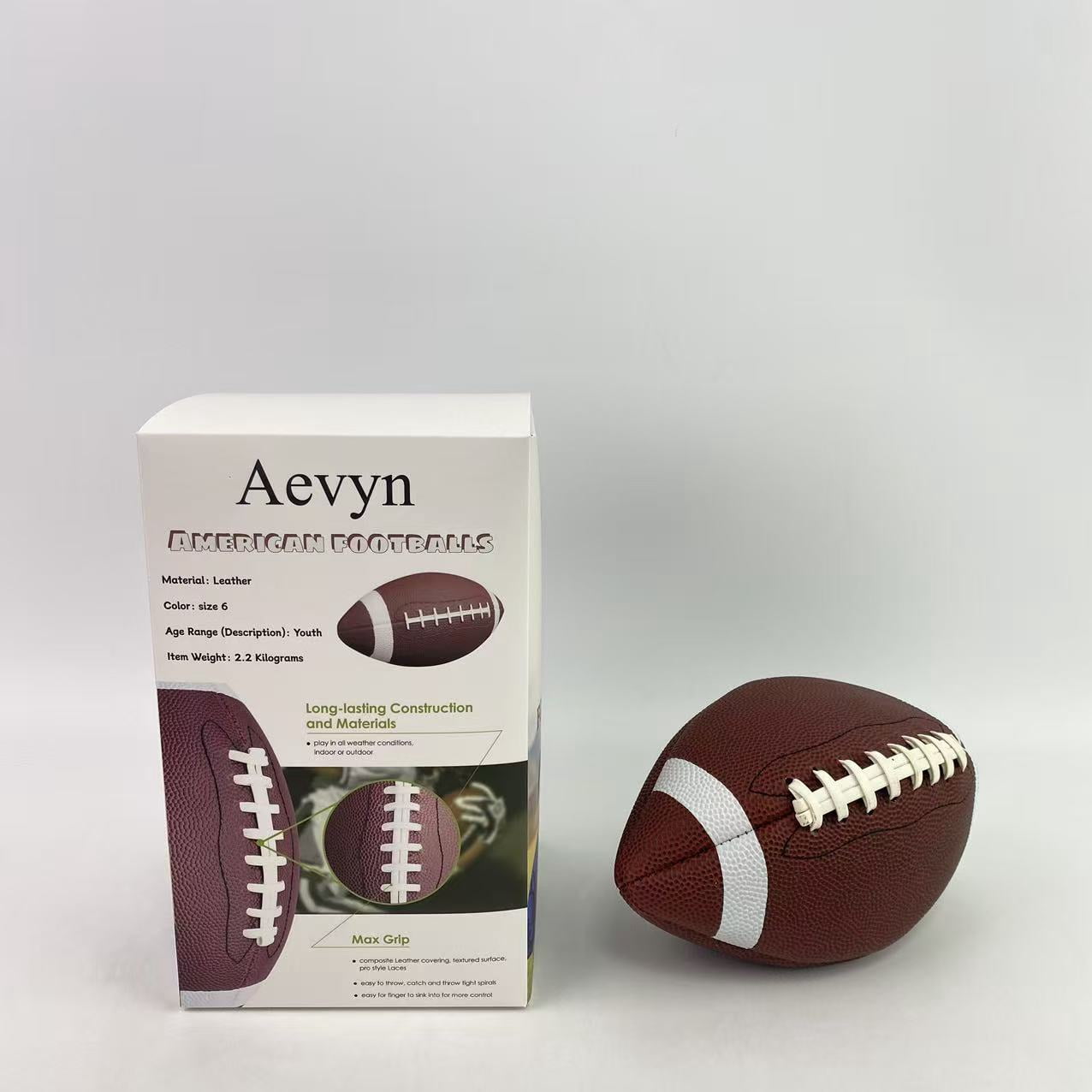 Aevyn American footballs,Footballs Inflatable with Pump for Youth, Junior, Adult, Regulation Size Football, American Football, Composite Leather Foot Ball