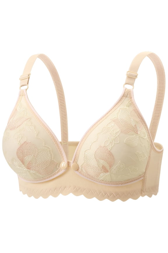 Convenient Front Closure Bras for Women, No Underwire Full Cup Brassiere, Comfortable Adjustable Lingerie