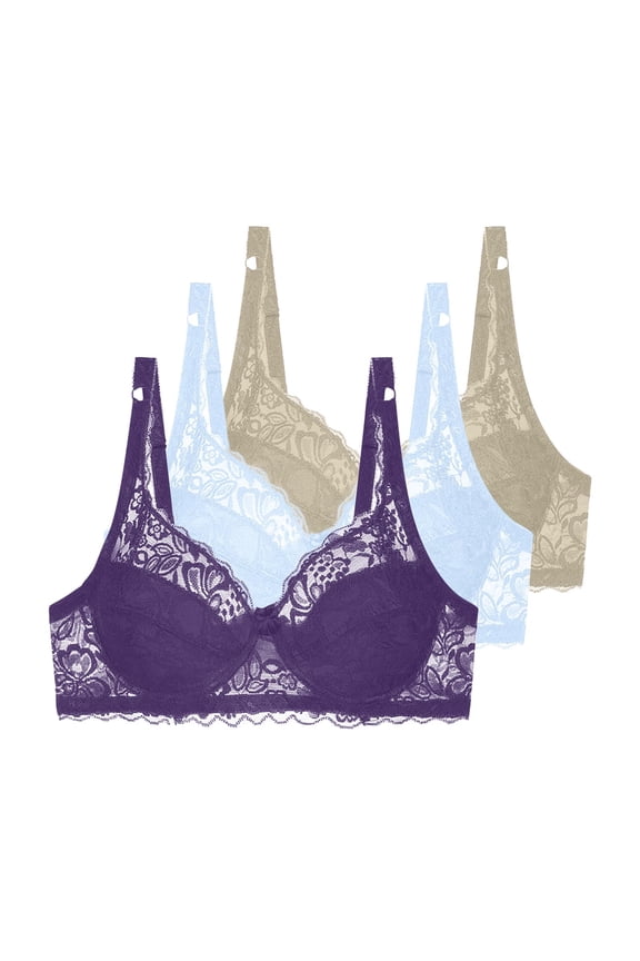 Full Cup Bras for Women, Lace Underwire Support Deep V Bralette, Support Adjustable Straps Brassiere