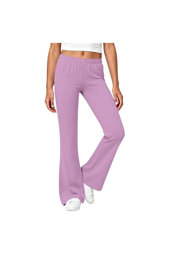 Girl's Flare Pants Stretch High Waisted Sweat Long Pants Bootcut Dance Casual Activewear Kids Bell Bottoms 5-6 Years