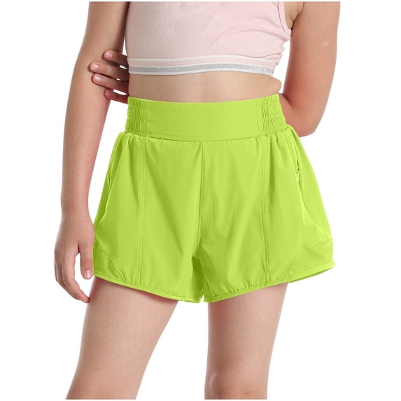 Aezemi Girls Lightweight Sports Shorts, Youth Kids Breathable Elastic Waist Workout Shorts, Outdoor Summer Exercise Bottoms for Teen Kids 12-13 Years