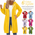 thumbnail image 1 of Aezemi Long Hoodies for Women, Loose Zipper Fashion Long Sweatshirts with Pocket, Oversized Fleece Casual Fall Jackets, 1 of 8