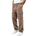 thumbnail image 1 of Aezemi Men Corduroy Cargo Pants Elastic Waist Pull on Loose Fit Comfy Winter Fall Outdoor Hiking Trousers with Pockets Soft Baggy Casual Workout Running Bottoms 3XL, 1 of 7
