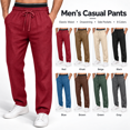 thumbnail image 1 of Aezemi Men Cotton Linen Work Pants Drawstring Pull On Fashion Straight Leg Long Pants with Pockets Elastic Waist Fashion Casual Business Trousers XL, 1 of 4