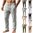 thumbnail image 1 of Aezemi Men Drawstring Work Pants Pull on Elastic Waist Fashion Outdoor Comfy Business Casual Pants with Pockets Summer Trendy Straight Leg Daily Trousers 3XL, 1 of 5