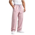 thumbnail image 1 of Aezemi Men Straight Leg Running Pants Fashion Outdoor Elastic Waist Drawstring Workout Long Trousers with Pockets Winter Fall Sports Exercise Trendy Comfy Casual Bottoms XS, 1 of 7