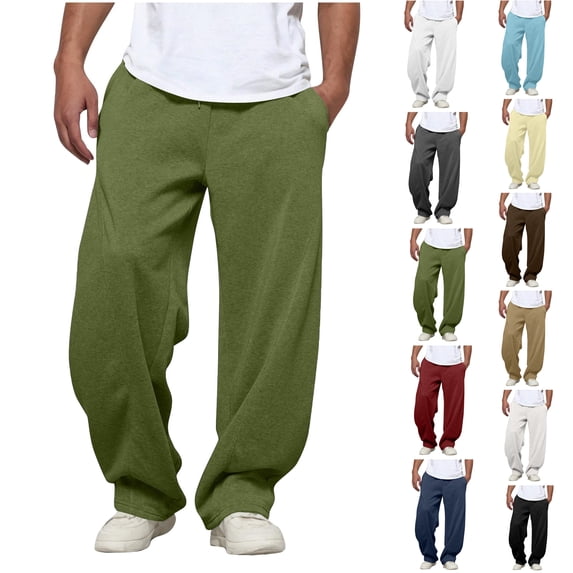 Aezemi Men Winter Workout Pants Soft Comfy Elastic Waist Sweat Pants with Pockets Casual Fashion Fall Outdoor Sports Long Trousers XXL