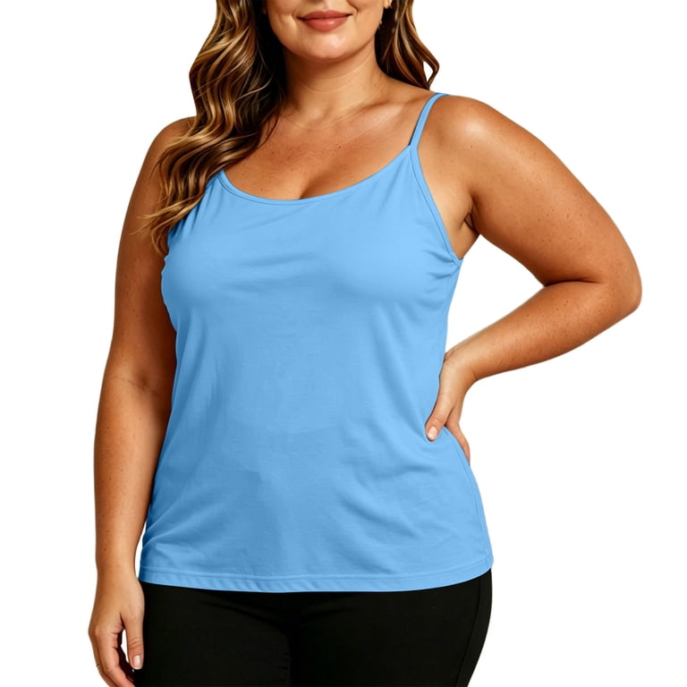 Aezemi Plus Size Women Padded Cami Tank Tops, Adjustable Spaghetti