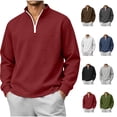 thumbnail image 1 of Aezemi Quarter Zip Sweatshirt for Men Pullover No Hood Long Sleeve Casual Soft Mock Neck Sweatshirt Fall Winter Workout Sports Outerwear Top L, 1 of 7