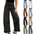 thumbnail image 1 of Aezemi Ruffle Jeans for Women Button High Waisted Trendy Denim Pants Fashion Outdoor Ruffle Hem Pants with Pockets XXL, 1 of 7