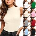 thumbnail image 1 of Aezemi Slim Fit Tank Tops Women, Knit Ribbed Sleeveless High Neck Undershirt, Casual Layering Basic Tanks Top, 1 of 7
