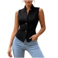 thumbnail image 1 of Aezemi Women Button V Neck Tank Tops, Dressy Slim Fit Sleeveless Work Blouses, Office Dress Business Casual Summer Shirts, 1 of 6