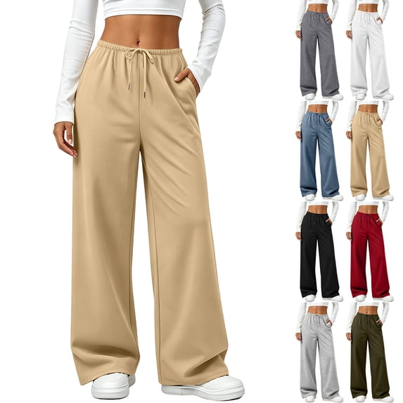 Aezemi Women Elastic Waist Sweatpants - Loose Fit Drawstring Comfy Sports Workout Running Pants Winter Fall Fashion Active Casual Sweat Trousers with Pockets M