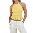 thumbnail image 1 of Aezemi Women Halter Neck Tank Tops Chiffon Ruffle Backless Sleeveless Tops for Women Fashion Open Back Cami Shirts, 1 of 2