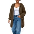 thumbnail image 1 of Aezemi Women Long Hooded Sweatshirts Elastic Hem Full Zip Fashion Fall Winter Hoodie Outfits with Pockets Zip up Long Sleeve Trendy Daily Blouses XL, 1 of 6