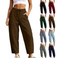 thumbnail image 1 of Aezemi Women Loose Crop Sweatpants Baggy Barrel Curved Leg Fashion Elastic Waist Drawstring Cropped Trousers Wide Leg Casual Trendy Comfy Workout Home Pants with Pockets XL, 1 of 8