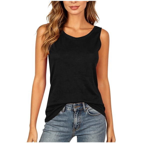 Aezemi Women Open Back Tank Tops, Backless Round Neck Soft Sleeveless Tees, Hollow out Summer Tunic Beach Tops
