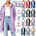 thumbnail image 1 of Aezemi Women Outdoor Hooded Sweatshirts Full Zip Knee Length Drawstring Fashion Comfy Outfits Coat Trendy Long Sleeve Zip up Workout Casual Tunic Hoodie Blouses with Pockets XL, 1 of 4