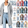 thumbnail image 1 of Aezemi Women Outdoor Hooded Sweatshirts Full Zip Knee Length Drawstring Fashion Comfy Outfits Coat Trendy Long Sleeve Zip up Workout Casual Tunic Hoodie Blouses with Pockets XXL, 1 of 5