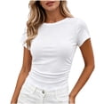 thumbnail image 1 of Aezemi Women Ruched Side Shirt, Summer Short Sleeve Slim Fit Ruched Tshirts, Fashion Outdoor Summer Womens Tops, 1 of 5