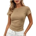 thumbnail image 1 of Aezemi Women Ruched Side Shirt, Summer Short Sleeve Slim Fit Ruched Tshirts, Fashion Outdoor Summer Womens Tops, 1 of 5
