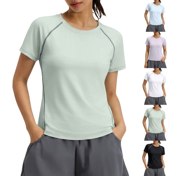 Aezemi Women Sports T Shirts, Breathable Workout Loose Fit Short Sleeve Tees, Summer Round Neck Yoga Running Tops
