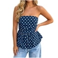 thumbnail image 1 of Aezemi Women Strapless Tank Tops, Sleeveless Tube Ruched Fashion Bandeau Tanks, Peplum Open Back Trendy Summer Vacation Blouse, 1 of 8