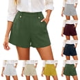 thumbnail image 1 of Aezemi Women Wide Leg Work Shorts, High Waisted Pleated Button Loose Fit Dress Shorts, Casual Office Work Bottoms, S-3XL, 1 of 8