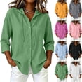 thumbnail image 1 of Aezemi Womens Button Hoodie Shirts Lightweight 3/4 Sleeve Loose Fit Drawstring Hooded Faux Cotton Linen Blouses Summer Spring Beach Vacation Sun Protection Tees S, 1 of 7