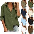 thumbnail image 1 of Aezemi Womens Button down Work Blouses, Faux Cotton Linen Collared Dress Long Sleeve Shirts, Summer Fall Office Business Casual Dressy Tops, S-3XL, 1 of 5