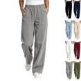 thumbnail image 1 of Aezemi Womens Corduroy Straight Leg Pants Winter Elastic Waist Comfy Outdoor Fashion Pants Pull on Fall Casual Workout Trousers with Pockets L, 1 of 5